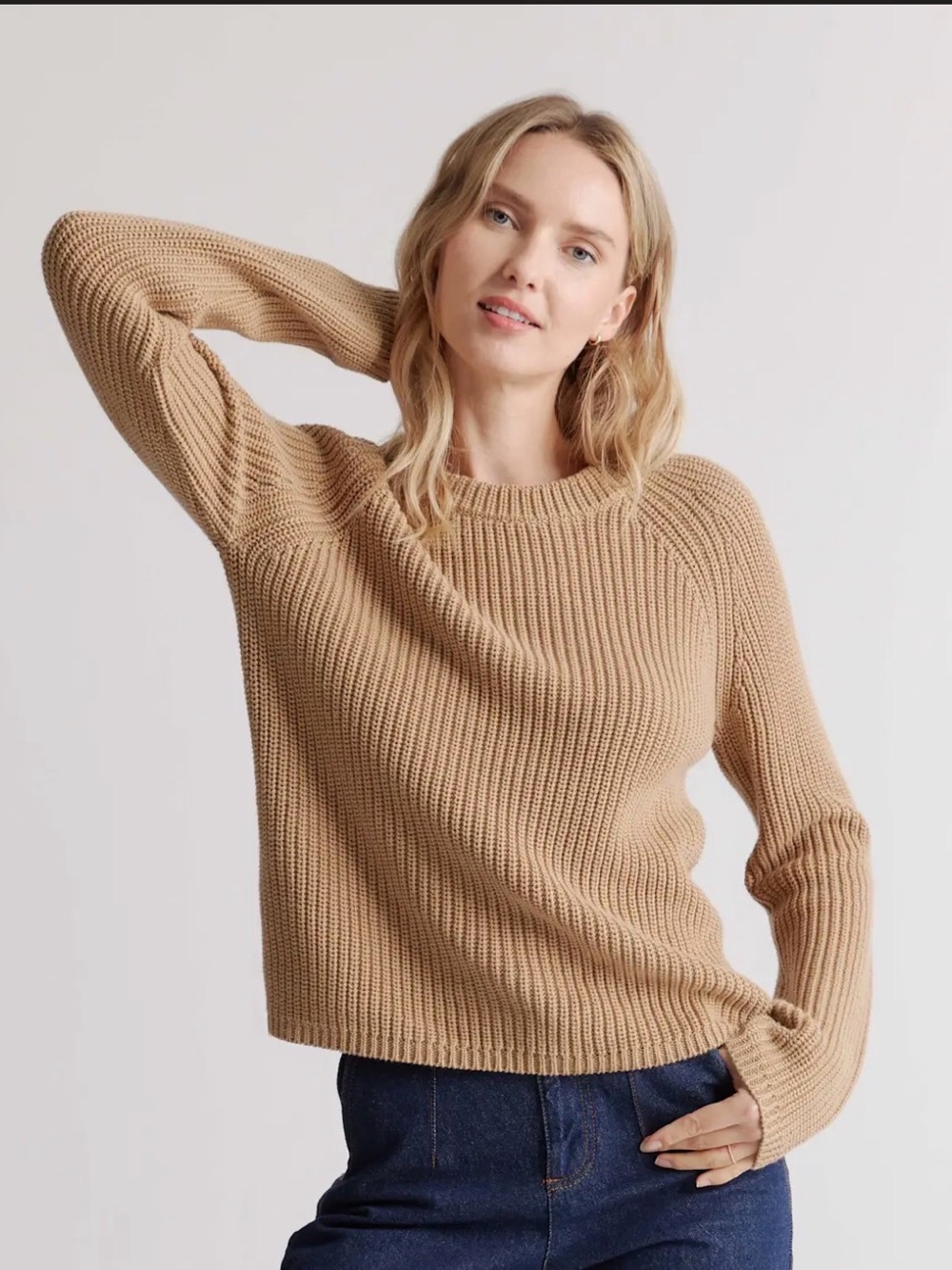 100% cotton organic cotton fisherman crew sweater